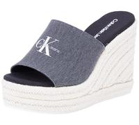 Calvin Klein Jeans Espadrilles Compensées Femme Slide en Canvas, Multicolore (Black Salt And Pepper), 39