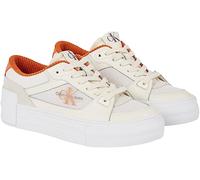 Calvin Klein Jeans Femme Baskets Vulcanisées Bold Vulc Flat Laceup Chaussures, Ecru (Bright White/Creamy White/Sun Baked), 39 EU