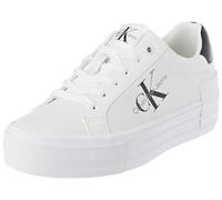 Calvin Klein Jeans Femme Bold Vulc FLATF Low Lace LTH ML YW0YW01294 Baskets vulcanisées, Blanc (Bright White/Black), 43 EU