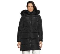 Calvin Klein Jeans Femme Manteau Faux Fur Hooded Fitted Long Hiver, Noir (Ck Black), XL