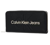 Calvin Klein Jeans Femme Portefeuille Sculpted Zip Around Mono avec Poche pour Pièces, Noir (Black With Rose), Taille Unique