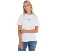 Calvin Klein Jeans Femme T-Shirt Manches Courtes Institutional Straight Col Ras-du-Cou, Blanc (Bright White), L