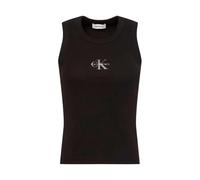Calvin Klein Jeans, Femme, Tops, Noir, Taille: 38 FR SL Monogram Rib Tank