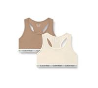 Calvin Klein Jeans Filles 2PK Bralette G80G800742 Marron (Whitecapgray/Woodsmoke), 14-16 Ans, Marron (Blanc/fumé de Bois), 14-16 Ans