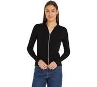 Calvin Klein Jeans Gilet Femme Rib Zipped Cardigan avec Fermeture Éclair, Noir (CK Black), XS