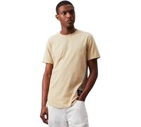 Calvin Klein Jeans Homme T-Shirt Manches Courtes Badge Turn Up Sleeve Encolure Ronde, Beige (Pale Khaki), XS