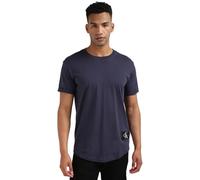 Calvin Klein Jeans Homme T-Shirt Manches Courtes Badge Turn Up Sleeve Encolure Ronde, Bleu (Ink), XS