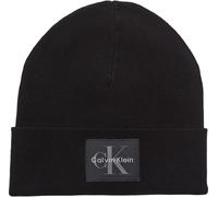 Calvin Klein Jeans Men's Monologo Patch Beanie Noir Taille unique Male