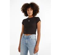 Calvin Klein Jeans Mono Rib Cropped T Shirt Noir 10 (S) Female
