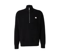 Calvin Klein Jeans Pull-over 'Waffle Quarter-zip' noir / blanc, Taille S