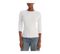 Calvin Klein Jeans - Round Neck Long Sleeve Buttoned Tricots - Femme - Pulls - Blanc - Taille: 38 FR