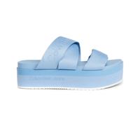 Calvin Klein Jeans - Sandale plate bleue avec sangles en tissu - Femme - Chaussures - Bleu - Taille: 40 EU