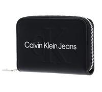 Calvin Klein Jeans Sculpted Med Zip Around Mono K60K607229, Portefeuilles Femme, Noir (Black/Metallic Logo), OS