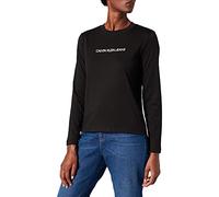 Calvin Klein Jeans Shrunken INSTITUTIONAL LS Tee T-Shirt, CK Black/Muslin, XS Femme