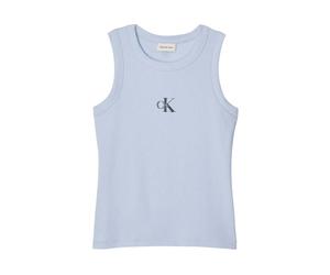 Calvin Klein Jeans - SL Monogram Rib Tank - Femme - Tops - Bleu - Taille: 38 FR