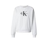 Calvin Klein Sweat d’Intérieur Femme Monologo French Terry avec Col Ras-du-Cou, Blanc (Brilliant White), S