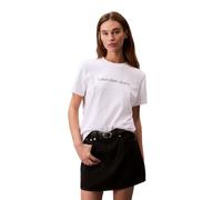 Calvin Klein Jeans T-Shirt Classique A- INST. Logo SS LV047C912G pour Femme, Blanc (Brilliant White), L, Blanc Brillant, L