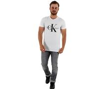 Calvin Klein Jeans T-Shirt Homme Manches Courtes Core Monologo Slim, Blanc (Bright White), XL