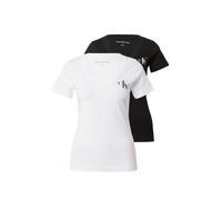 Calvin Klein Jeans T-Shirts Manches Courtes Lot de 2 Femme 2-Pack Monologo V-Neck Tee Col en V, Noir (CK Black/Bright White), XS