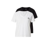 Calvin Klein T-Shirts Manches Courtes Lot de 2 Femme Logo Tee avec Col en V, Multicolore (Black/Brilliant White), XS