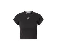 Calvin Klein T-Shirt Manches Courtes Femme CK Rib Baby Tee Court, Noir (CK Black), L