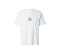 Calvin Klein Jeans T-Shirt 'Postage Stamp Graphic' crème / bleu ciel / pierre / blanc, Taille S