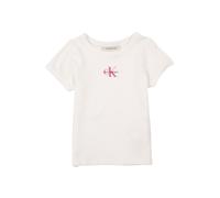 Calvin Klein T-shirt blanc côtelé avec logo sur la poitrine, Blanc, 16 anni