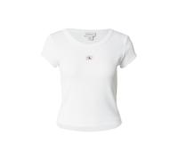 Calvin Klein T-Shirt Manches Courtes Femme Woven Label Rib Baby Tee Col Ras-du-Cou, Blanc (Brilliant White), XL