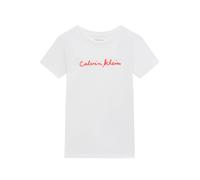 Calvin Klein Script Logo Slim SS T-Shirt Lvcksja17g S/S, White (White 11-0601 TCX), 14 Ans Fille