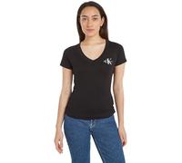 Calvin Klein Jeans T-Shirts Manches Courtes Lot de 2 Femme 2-Pack Monologo V-Neck Tee Col en V, Noir (CK Black/Bright White), M