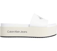 Calvin Klein Jeans Tongs Plateforme Femme, Blanc (Creamy White/Bright White), 41
