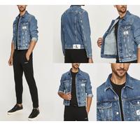 CALVIN KLEIN Jeans Veste en Jean 90S Varsity College Uni Bleue Neuve S