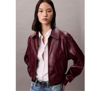 Calvin Klein Jeans Women's Cropped Faux Leather Jacket Rouge Profond 14 (L) Female