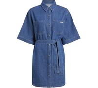 Calvin Klein Jeans Women's Linen Boxy Belted Wrap Dress Denim Moyen 10 (S) Female