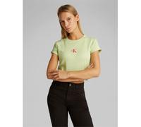 Calvin Klein Jeans Women's Monogram Fitted Cropped Baby Tee Papillon 10 (S) Female