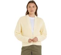 Calvin Klein Jeans Woven Label Zipped Cardigan J20J222623, Jaune (Vanilla), L Femme