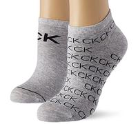 Calvin Klein Lot de 2 paires de chaussettes de sport All Over Logo pour femme, Gris clair chiné, taille unique