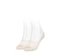 Calvin Klein Lot de 2 paires de chaussettes Diamond Open Work High Cut Footie pour femme, couleur chair, taille unique