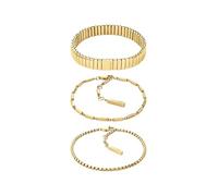 Calvin Klein Lot de 3 Bracelets pour Femme Collection CK STACKED en Acier Inoxydable avec placage Or Jaune - 35000838