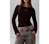 Calvin Klein Ls Scoop Monologo Blouse Black Taille: L | Manches longues Outlet | Femme | Le Noir