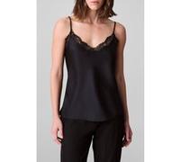 Calvin Klein Matte Satin Cami With Lace Trim Black W/ Black Lace Taille: M | Tanktops Outlet | Femme | Le Noir