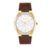 Calvin Klein Montre Analogique Multifunction à Quartz pour Homme Collection CK Motion avec Bracelet en Cuir Marron - 25200523