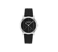 Calvin Klein Montre À Mouvement Quartz Deux Aiguilles pour Femme Collection CK Monogram avec Bracelet en Cuir Noir - 25100128