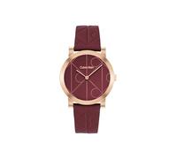 Calvin Klein Montre À Mouvement Quartz Deux Aiguilles pour Femme Collection CK Monogram avec Bracelet en Cuir Bordeaux - 25100130