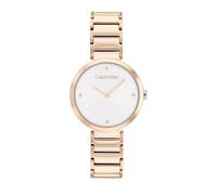 Calvin Klein Montre Analogique à Quartz pour Femme Collection Minimalistic T Bar 28MM avec Bracelet en Acier Inoxydable Couleur Or Rose Clair - 25200140