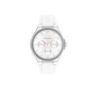 Calvin Klein Montre Analogique Multifunction à Quartz pour Femme Collection Vibrancy avec Bracelet en Silicone Blanc - 25100106
