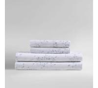 Calvin Klein Parure de lit en satin de coton lisse et soyeuse avec bonnets profonds, certifiée Oeko-TEX (motif botanique, bleu, Queen Size)