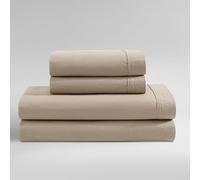 Calvin Klein - Parure de lit Moderne en Percale de Coton délavé avec Poches Profondes, Super Douce et Confortable, certifiée Oeko-TEX (Percale délavée, Marron Camel, Grand lit)