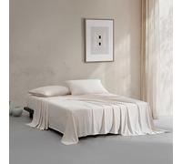 Calvin Klein - Parure de lit pour Grand lit, draps Nets et sur Mesure avec Un mélange de Coton naturellement Doux au Toucher léger, draps de lit avec taies d'oreiller et Drap-Housse Assortis (mélange