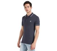 Calvin Klein Polo Manches Courtes Homme Tipping Slim avec Stretch, Bleu (India Ink), L